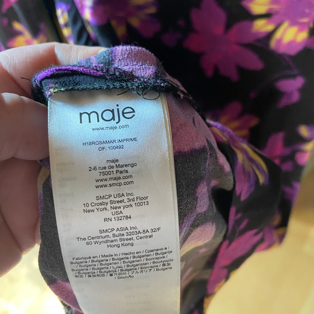 Maje Rosamar Cross-Over Front Floral Print Dress (Fr Size 1) - Picture 7 of 10
